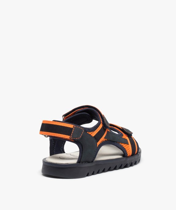 Sandales sport garçon à semelle crantée et détails fluo vue4 - GEMO 4G GARCON - GEMO