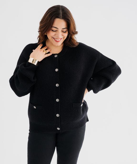 Gilet à col rond en grosse maille femme grande taille vue1 - GEMO (G TAILLE) - GEMO