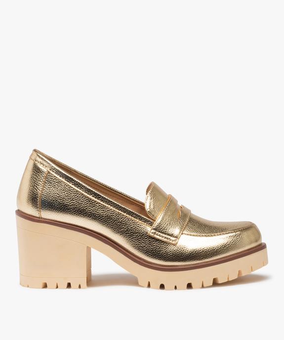 Escarpins femme unis à talon carré et semelle crantée style mocassins vue2 - GEMO(URBAIN) - GEMO