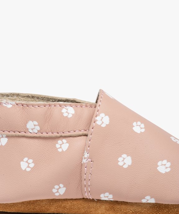 Chaussons bébé fille dessus en cuir imprimé pattes de chat vue6 - GEMO (ENFANT) - GEMO