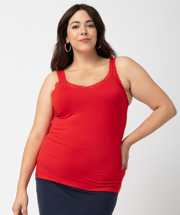 Débardeur femme grande taille avec bretelles en dentelle vue1 - GEMO (G TAILLE) - GEMO