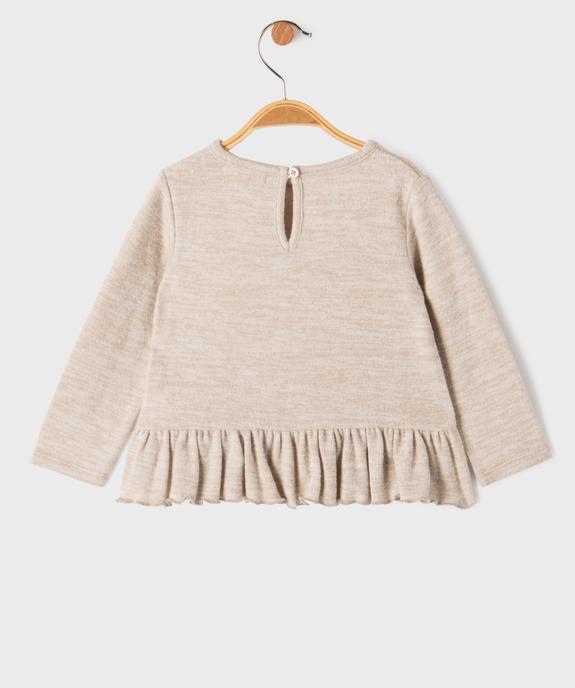 Pull en maille souple, douce et extensible avec basque bébé fille vue3 - GEMO(BEBE DEBT) - GEMO