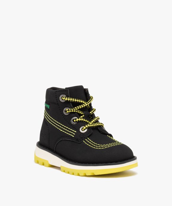 Boots garçon bicolores à lacets et à zip - Kickers  vue2 - KICKERS - GEMO