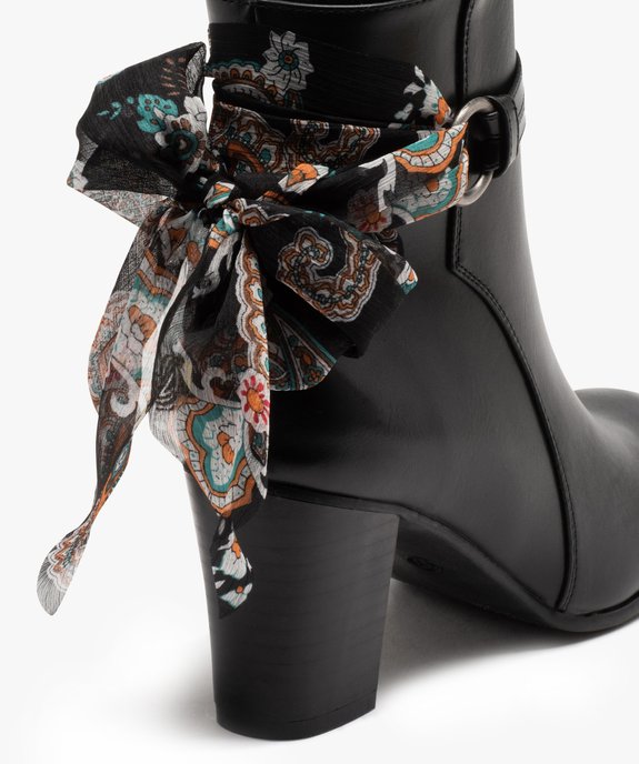 Boots femme à talon avec dessus uni et bride foulard vue6 - GEMO(URBAIN) - GEMO
