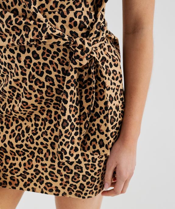 Robe tee-shirt courte à manches courtes avec effet plissé femme vue2 - GEMO 4G FEMME - GEMO