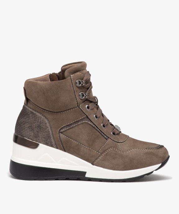 Baskets femme à talon compensé avec zip et lacets vue1 - SANS MARQUE - GEMO