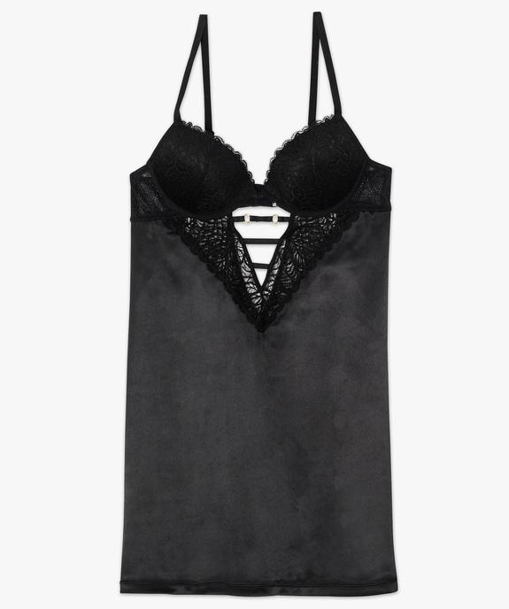 Nuisette à armatures push-up en satin et dentelle vue4 - GEMO(HOMWR FEM) - GEMO