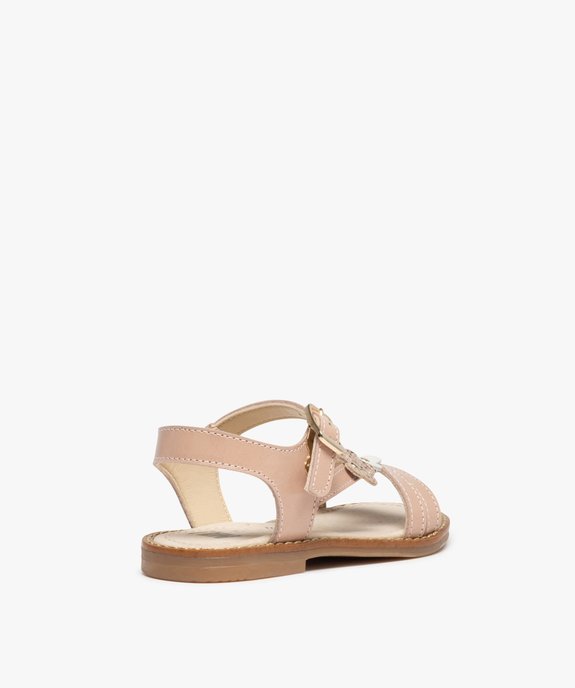 Nu-pieds fille à brides ornées de fleurs en cuir – NA! vue4 - NA! - GEMO