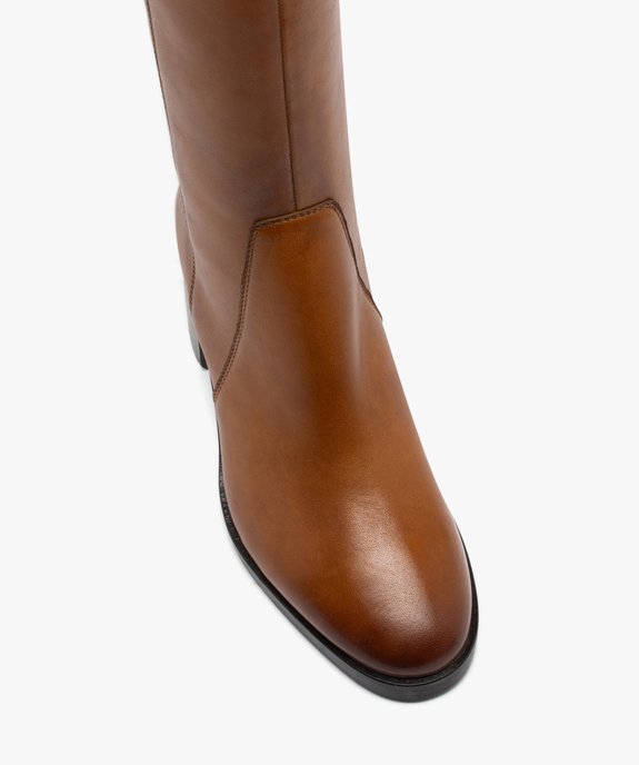 Bottes femme cavalières à talon avec dessus en cuir uni - Taneo vue6 - TANEO - GEMO