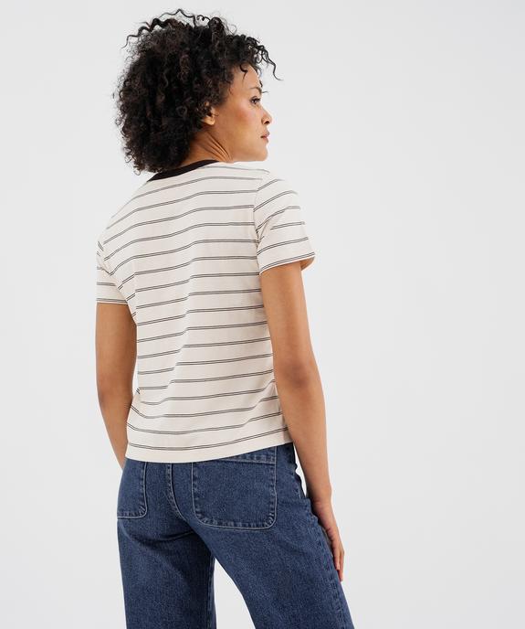 Tee-shirt manches courtes et col rond en coton résistant femme vue3 - GEMO(FEMME PAP) - GEMO