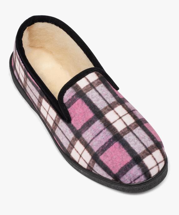Chaussons femme pantoufles à carreaux intérieur en laine vue5 - GEMO(HOMWR FEM) - GEMO