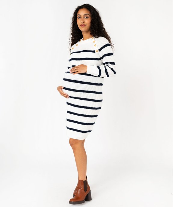Robe de grossesse en grosse maille style marin vue1 - GEMO (MATER) - GEMO