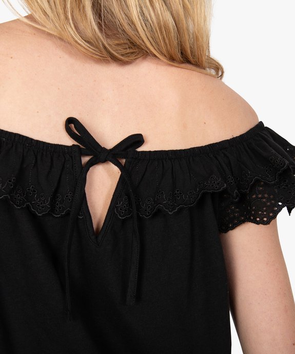 Débardeur femme court à volant en broderie anglaise vue5 - GEMO(FEMME PAP) - GEMO