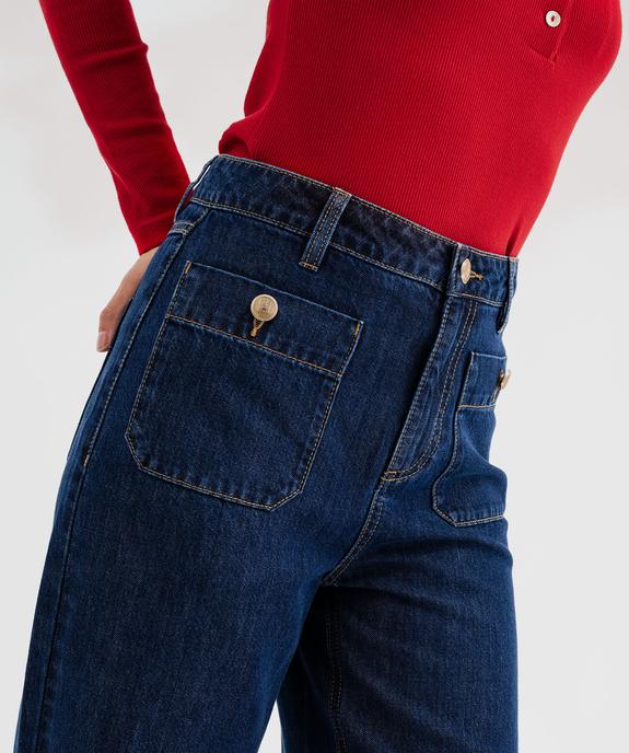 Jean wide leg taille haute avec poches plaquées femme  - LuluCastagnette vue2 - LULU CASTAGNETTE GEMO FOR GOOD - GEMO