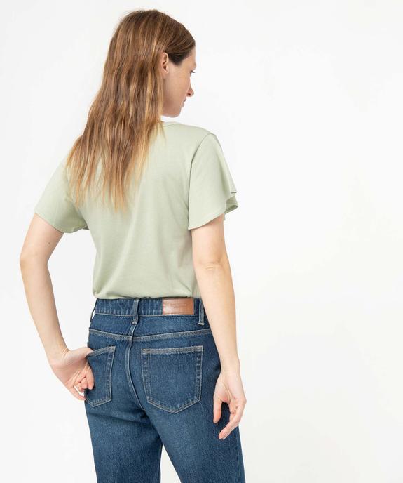 Tee-shirt femme à col V et manches volantées vue3 - GEMO 4G FEMME - GEMO