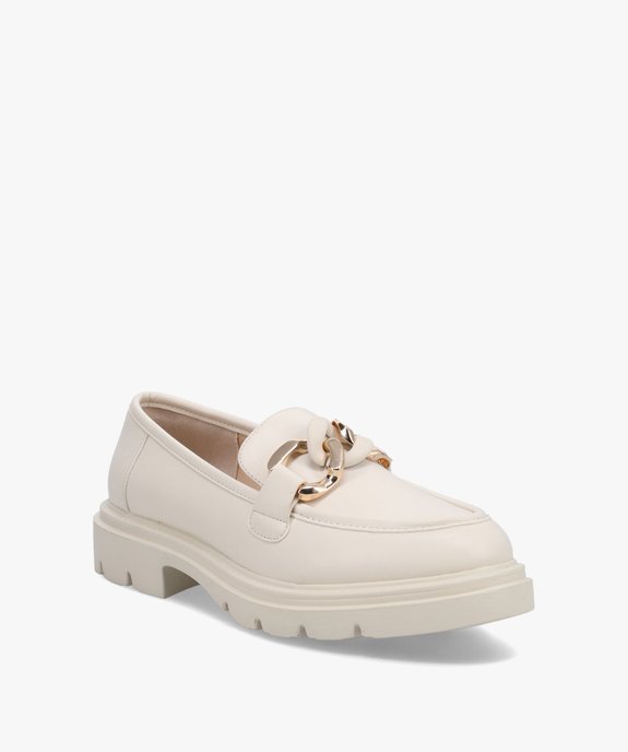 Mocassins femme unis à semelle crantée et bride chaine vue3 - GEMO (CASUAL) - GEMO