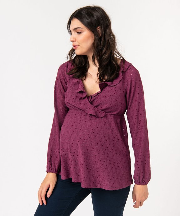 Blouse de grossesse en maille texturée et ajourée vue1 - GEMO 4G MATERN - GEMO