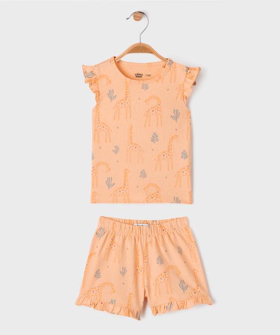 Pyjashort 2 pièces à motifs girafes bébé fille vue1 - GEMO 4G BEBE - GEMO