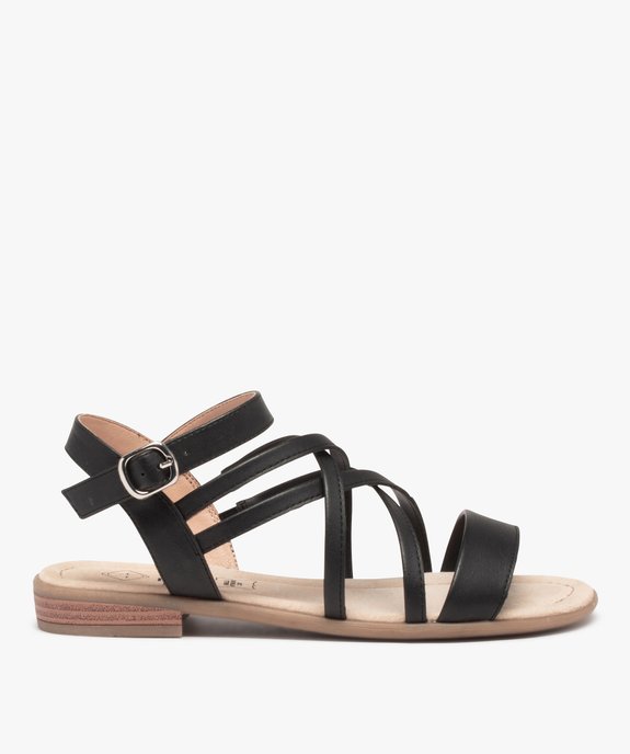 Nu-pieds femme à talon plat et fines brides unies Coupe spéciale pied large vue1 - GEMO (CASUAL) - GEMO