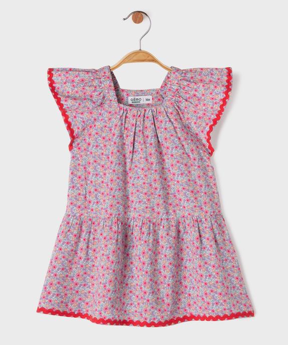 Robe courte en viscose fleurie à col carré bébé fille vue1 - GEMO 4G BEBE - GEMO
