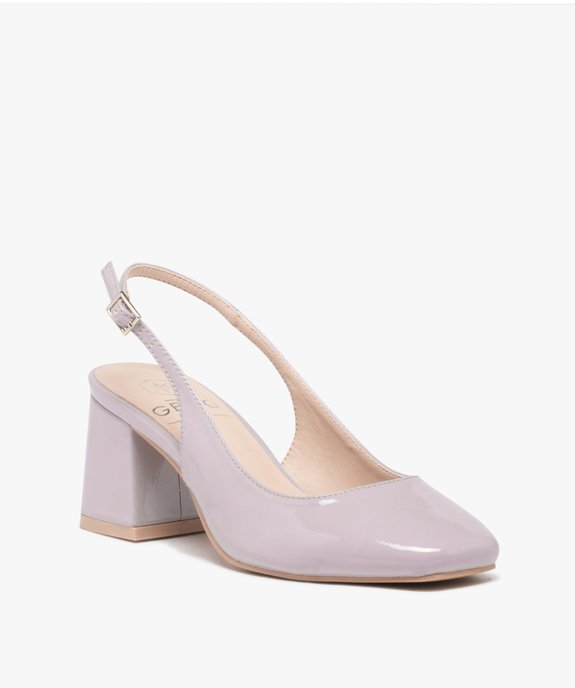 Escarpins femme unis à talon et bout carrés avec bride cheville vue2 - GEMO(URBAIN) - GEMO