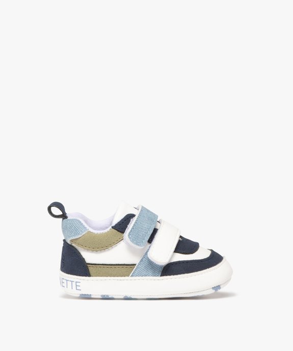Chaussons de naissance bébé garçon à double scratch style basket - LuluCastagnette vue1 - LULUCASTAGNETTE - GEMO