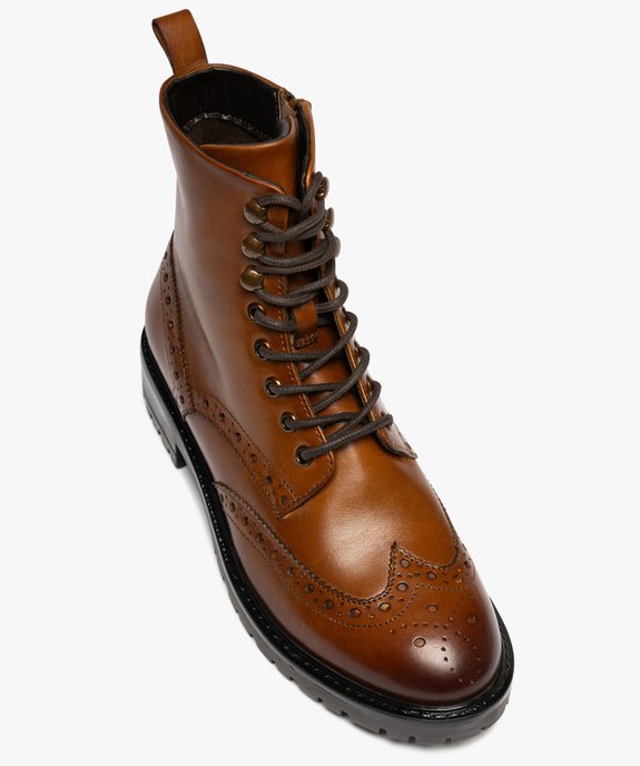 Boots femme mid-cut à bout golf fleuri dessus en cuir vue6 - GEMO (CASUAL) - GEMO