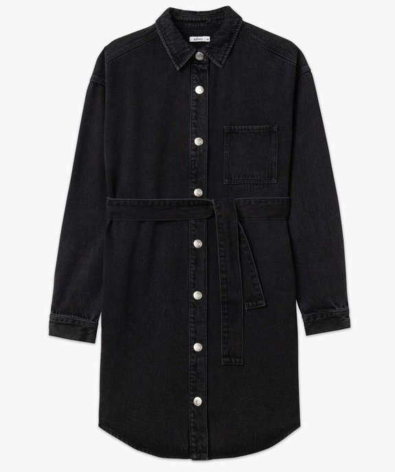 Robe femme en jean boutonnée sur l’avant avec ceinture vue4 - GEMO(FEMME PAP) - GEMO