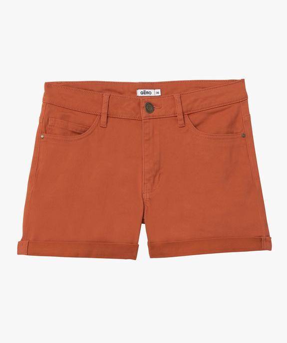 Short en coton stretch avec revers cousus femme vue4 - GEMO 4G FEMME - GEMO