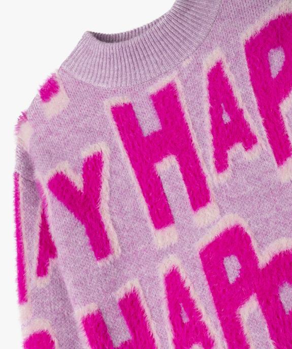 Pull en maille  avec inscriptions fille vue3 - GEMO (ENFANT) - GEMO