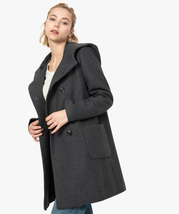 Manteau femme avec grande capuche vue1 - GEMO(FEMME PAP) - GEMO
