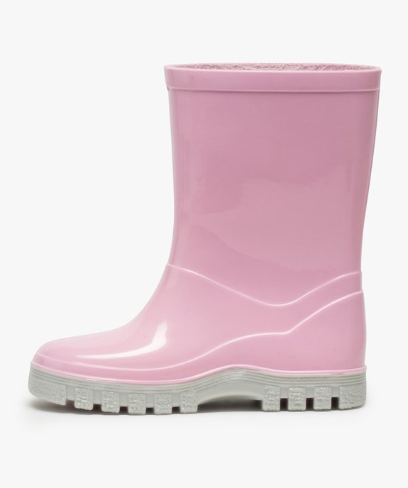 Bottes de pluie fille unies à semelle crantée contrastante vue3 - GEMO (ENFANT) - GEMO
