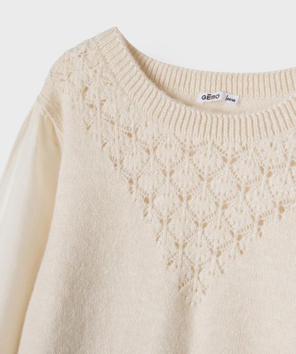 Pull avec manches en coton brodées femme grande taille vue2 - GEMO (G TAILLE) - GEMO