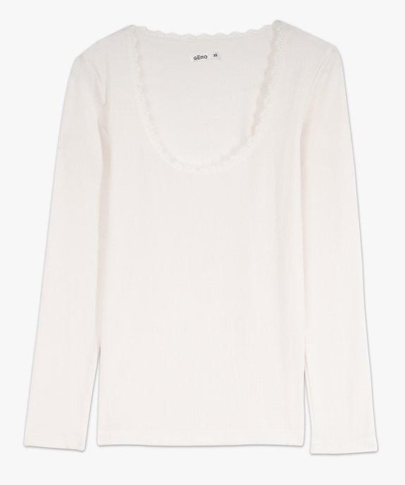 Tee-shirt manches longues avec col rond en dentelle femme vue4 - GEMO(HOMWR FEM) - GEMO