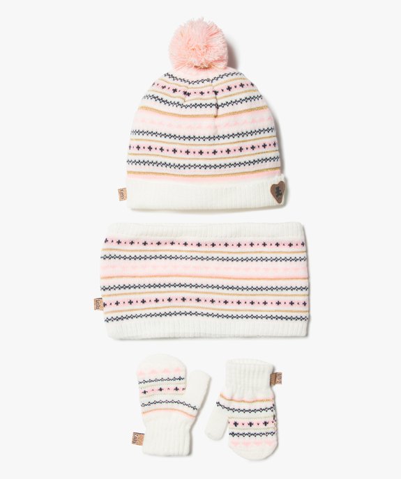 Ensemble bébé fille 3 pièces : bonnet + snood + moufles - LuluCastagnette vue1 - LULUCASTAGNETTE - GEMO