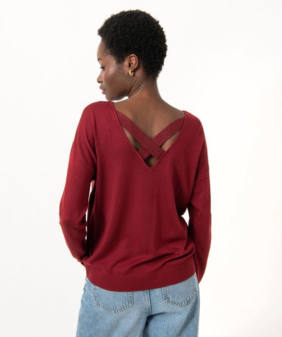 Pull fin à col rond avec dos croisé femme vue3 - GEMO 4G FEMME - GEMO