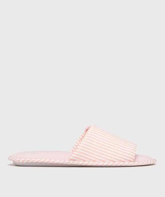 Mules d’intérieur ouvertes à rayures femme vue1 - GEMO(HOMWR FEM) - GEMO