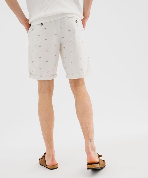 Bermuda coupe chino en toile de coton stretch imprimée homme vue3 - GEMO 4G HOMME - GEMO