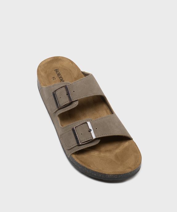 Sandales mules en suédine à larges brides homme - Isotoner vue5 - ISOTONER - GEMO