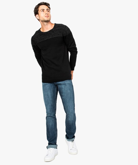 Pull fin manches longues avec rayures en relief vue5 - GEMO (HOMME) - GEMO