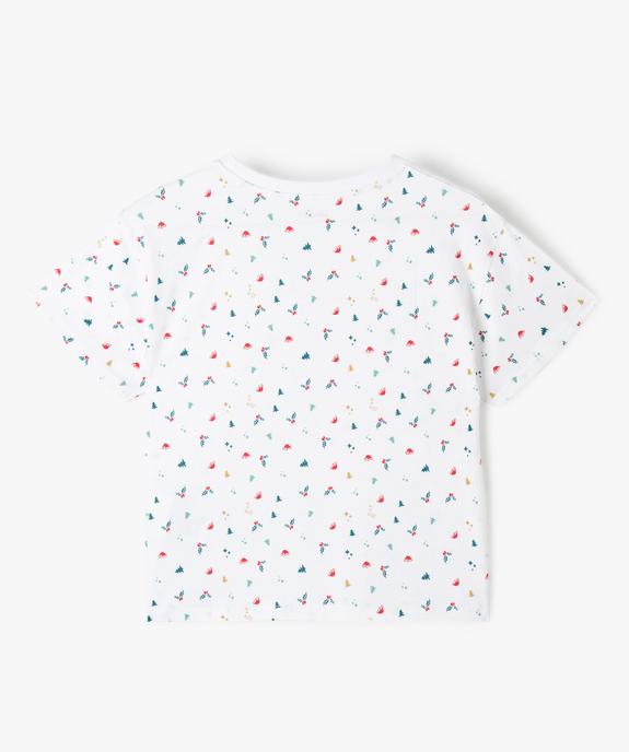 Tee-shirt fille court avec motif Noël vue3 - GEMO (JUNIOR) - GEMO