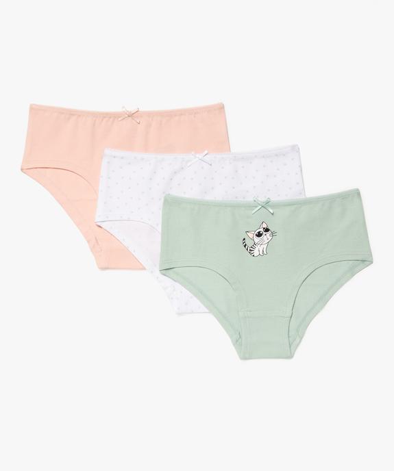 Shorties assortis en coton extensible fille (lot de 3) - GEMO 4G FILLE Shorties assortis en coton extensible fille (lot de 3) vue1 - GEMO 4G FILLE - GEMO