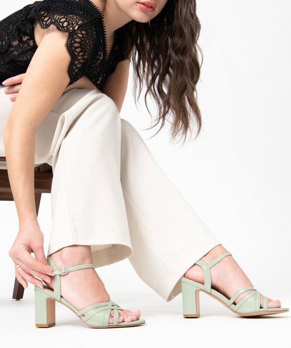 Sandales femme à talon haut et fines brides unies vue1 - GEMO(URBAIN) - GEMO