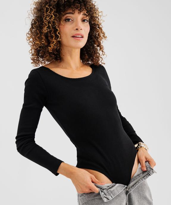 Body à manches longues en maille côtelée femme vue8 - GEMO 4G FEMME - GEMO