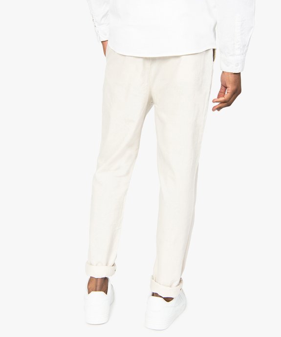 Pantalon homme 55% lin coupe droite vue3 - GEMO (HOMME) - GEMO