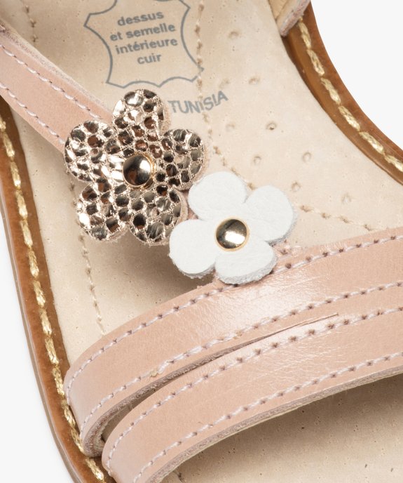 Nu-pieds fille à brides ornées de fleurs en cuir – NA! vue6 - NA! - GEMO