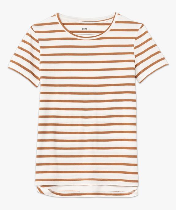Tee-shirt femme rayé à manches courtes et col rond vue4 - GEMO(FEMME PAP) - GEMO