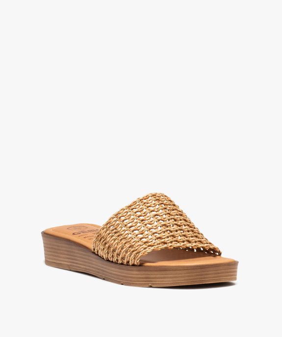 Mules femme à talon plat avec bandeau tressé irisé vue2 - GEMO (CASUAL) - GEMO