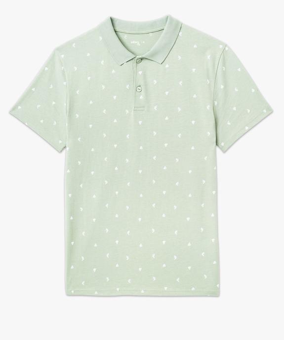 Polo manches courtes en jersey de coton à petits motifs homme vue4 - GEMO (HOMME) - GEMO