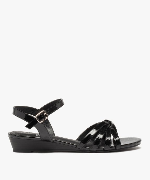 Sandales femme à petit talon et fines brides vernies vue1 - GEMO (CASUAL) - GEMO